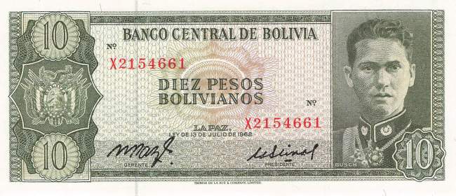 10 Bolivianos 1962 p.154a-16
